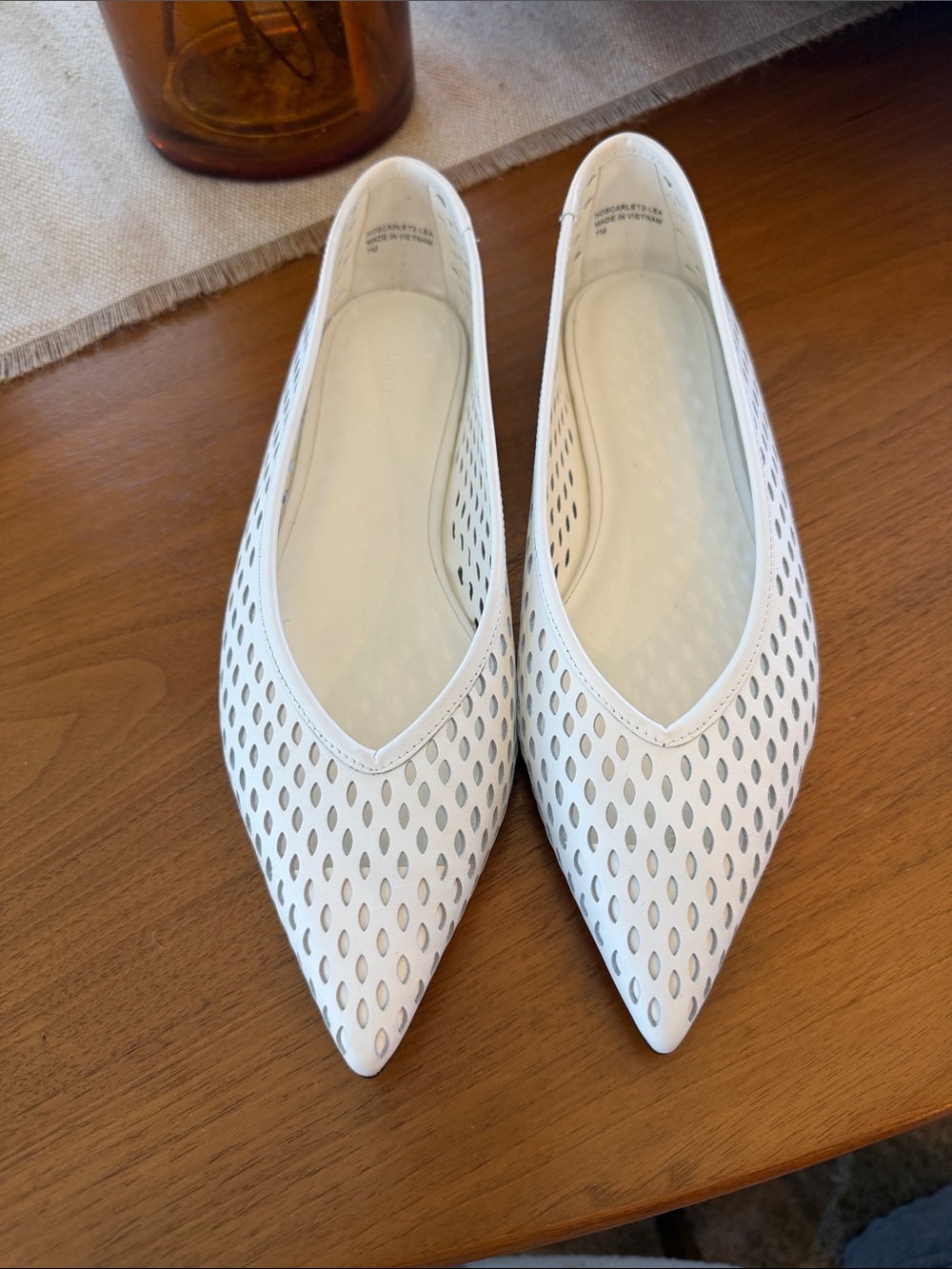 Nordstrom Women's Pointed White Perforated Slip-On Flats
